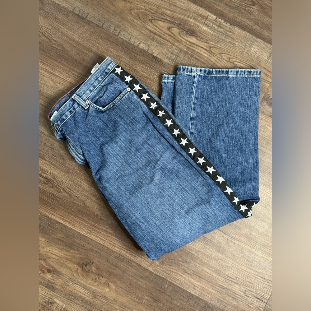 Vintage Tommy Hilfiger 20 Aged Blue Star Side Hipster Straight Jeans